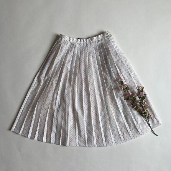 Vintage Dresses & Skirts - Vintage pleated white & pastel midi skirt